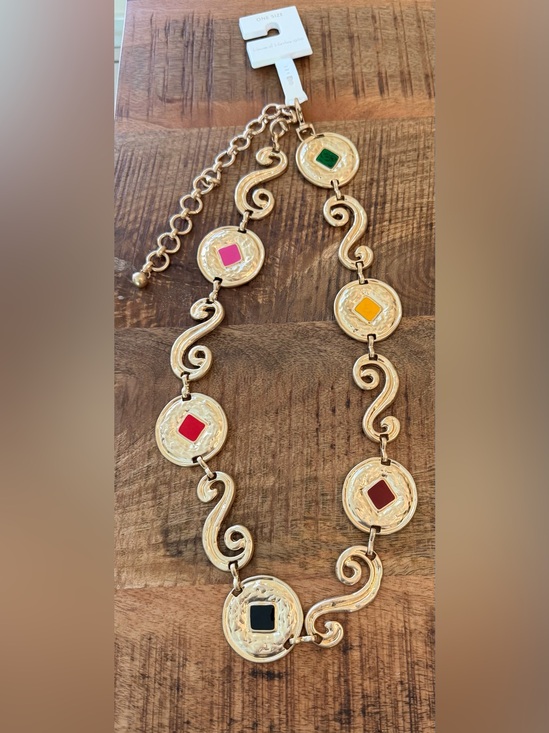 House of Harlow 1960 Accessories - House of Harlow 1960 Gold-Tone Belt with Multicolor Enamel Medallions